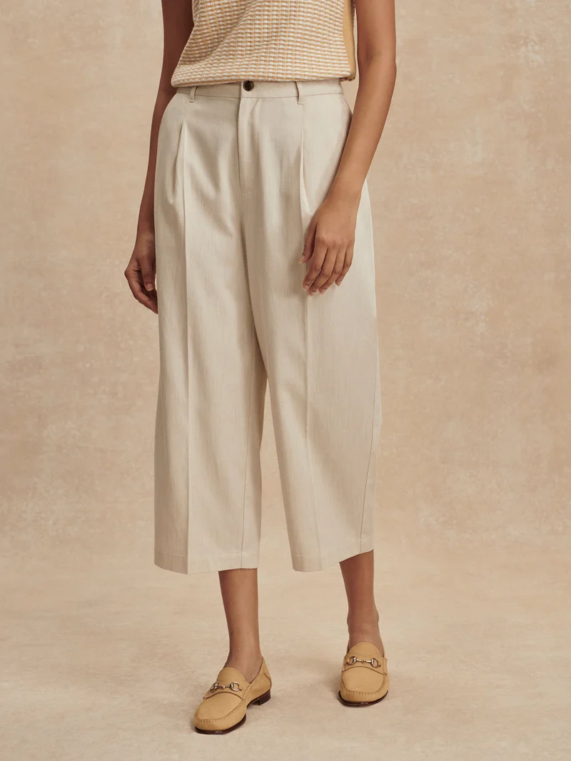 Soft Cotton Crop Wide Leg Trouser