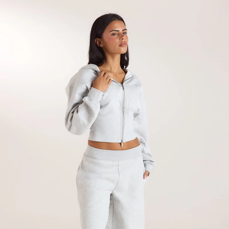 Taillierter Zip-Hoodie - Grau