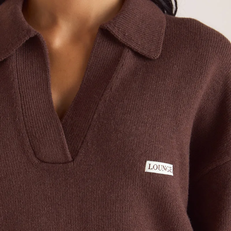 Oversize Strickjacke mit V-Ausschnitt - Schokolade