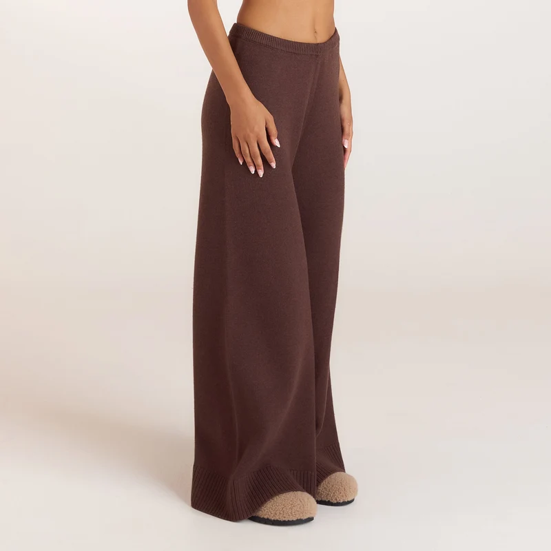 Strickhose mit weitem Bein - Schokolade