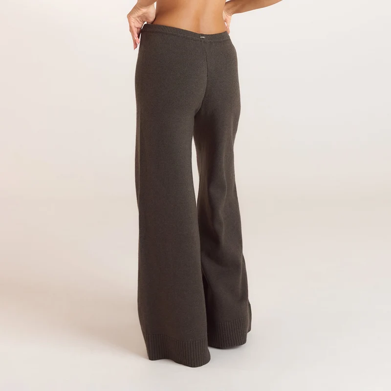 Strickhose mit weitem Bein - Moosgrün