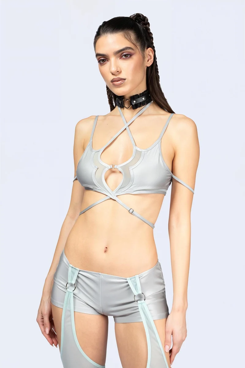 Entwined In Grey Top and Shorts with Chaps Set