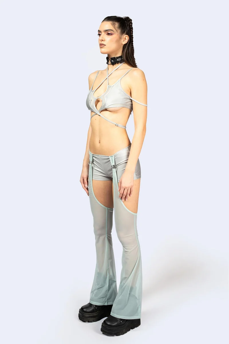 Entwined In Grey Top and Shorts with Chaps Set