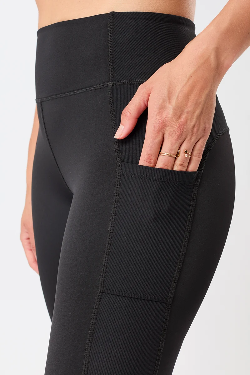 Rib Mix Legging - All Black