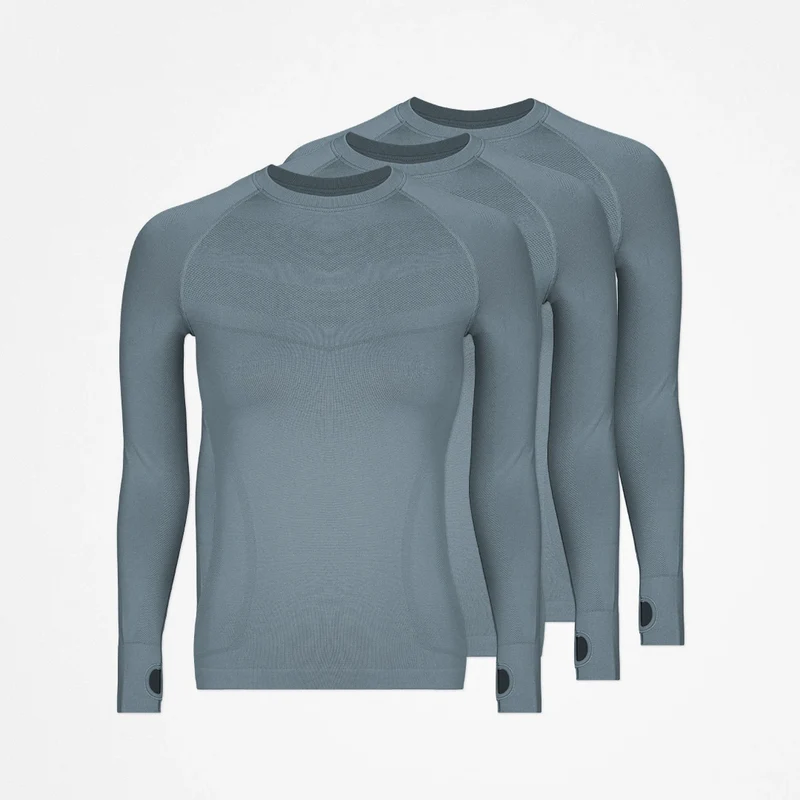 Sportshirt langarm Damen | Taubenblau