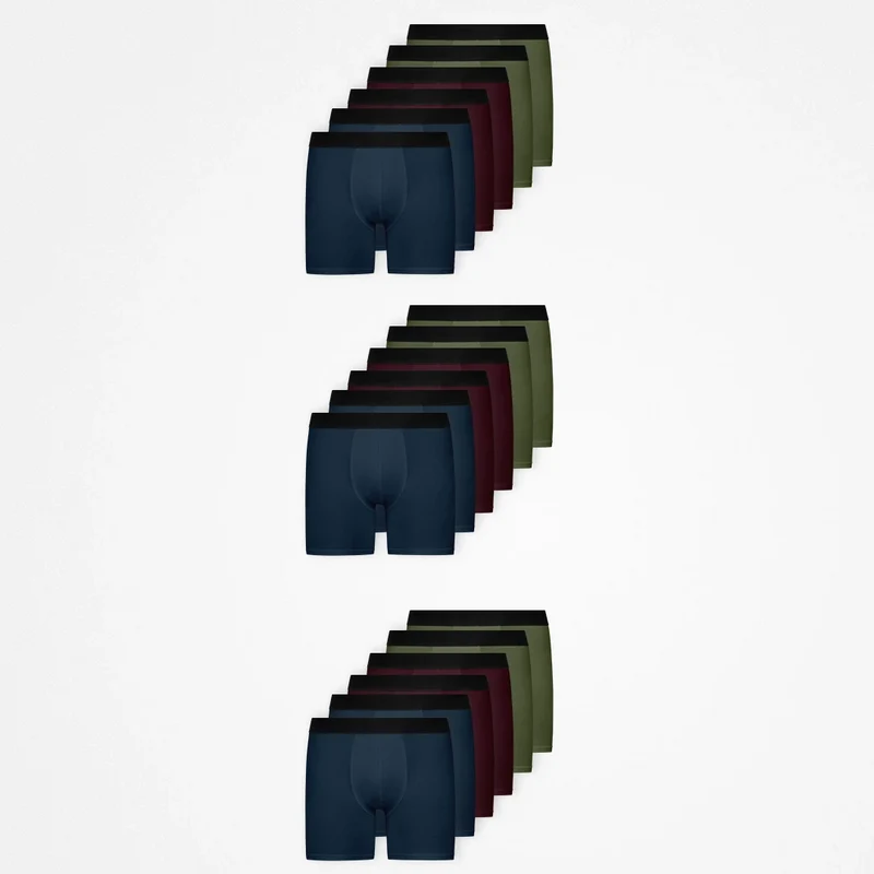 Lange Boxershorts ohne Logo | Mix (Rot/Olive/Blau)
