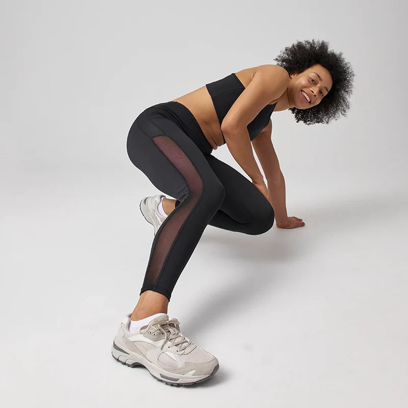High Waist Leggings Mesh | Schwarz