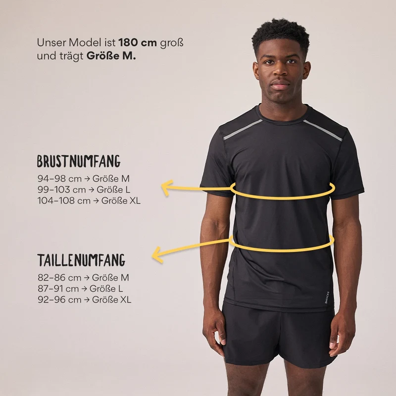 Trainingsshirt mit Reflexstreifen Herren | Schwarz