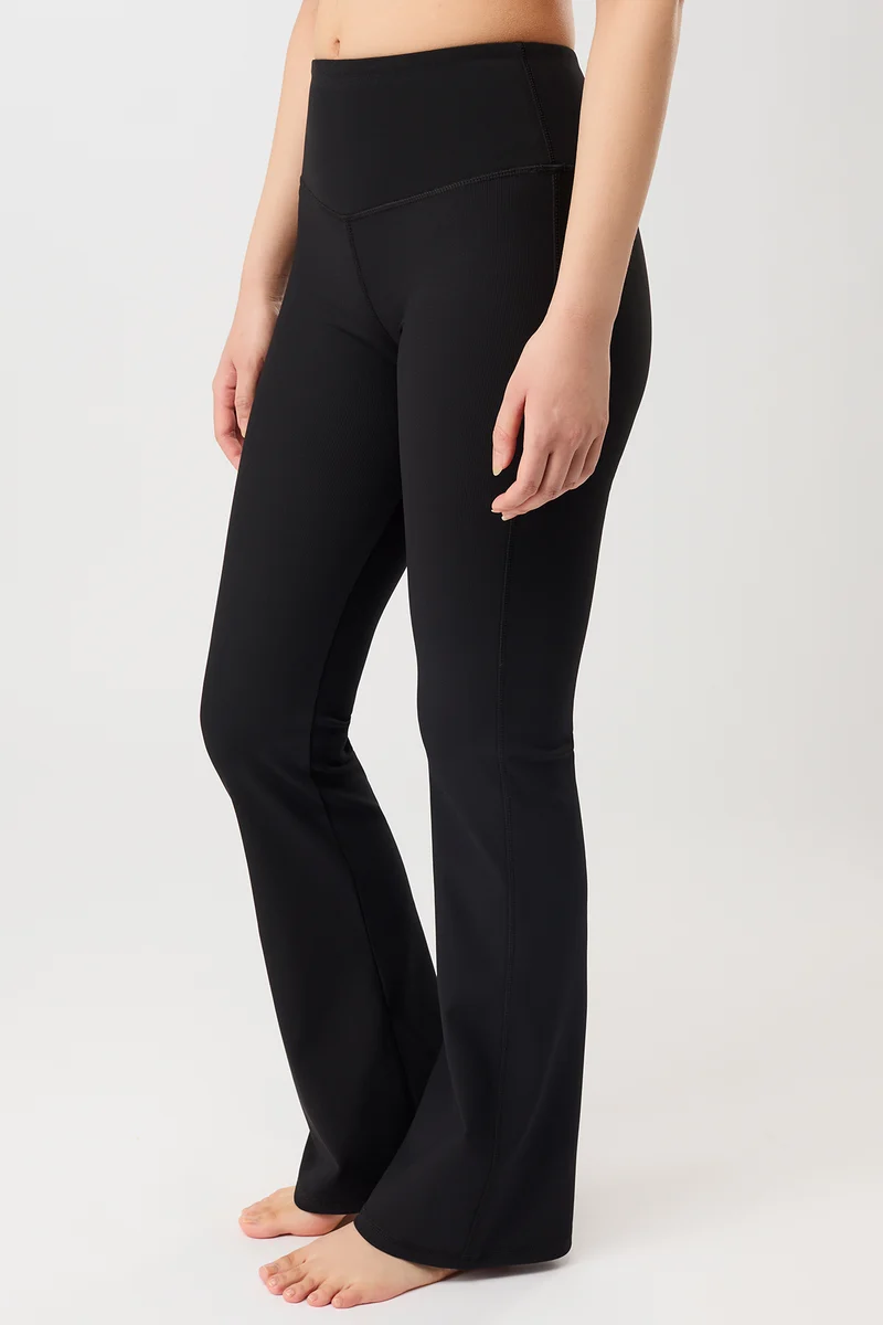 Flared & Ribbed Legging - Black