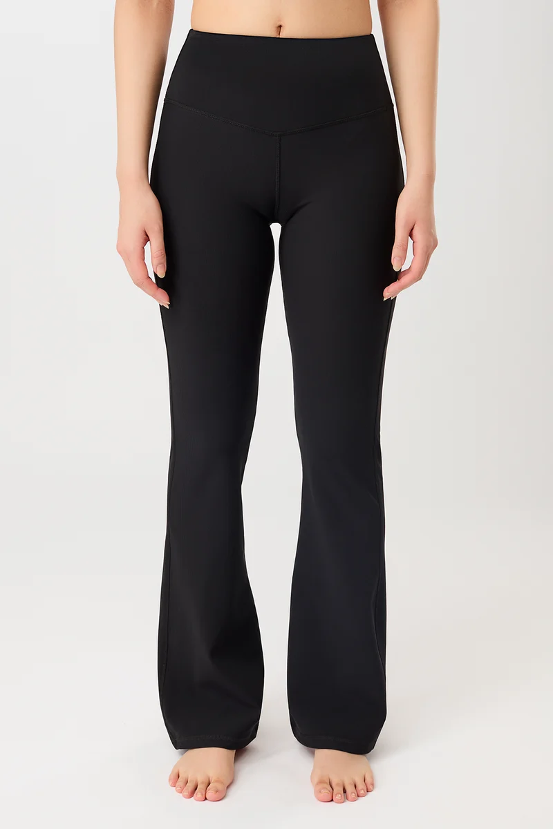 Flared & Ribbed Legging - Black