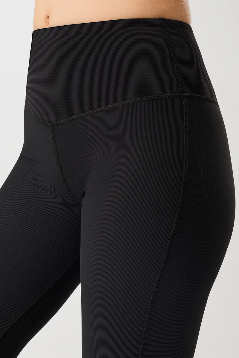 Flared & Ribbed Legging - Black