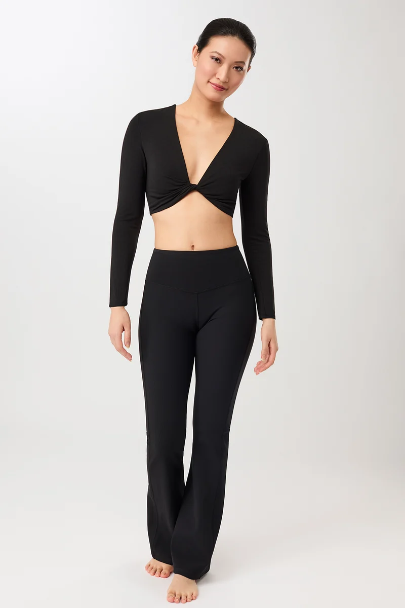Flared & Ribbed Legging - Black