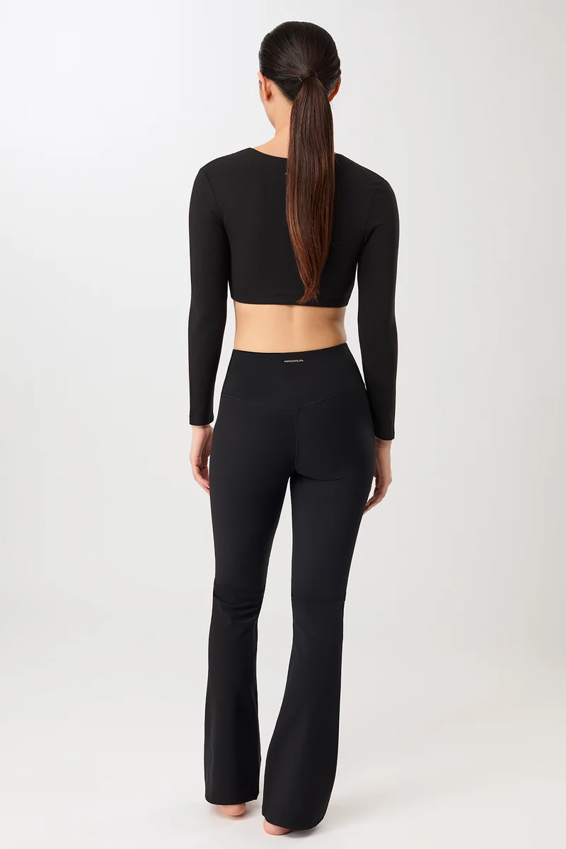 Flared & Ribbed Legging - Black