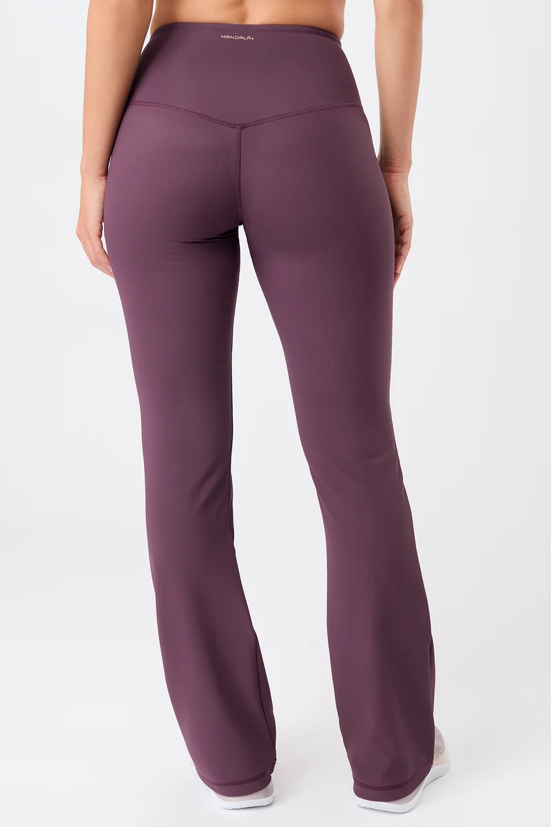 Flared & Ribbed Pants - Burgundy