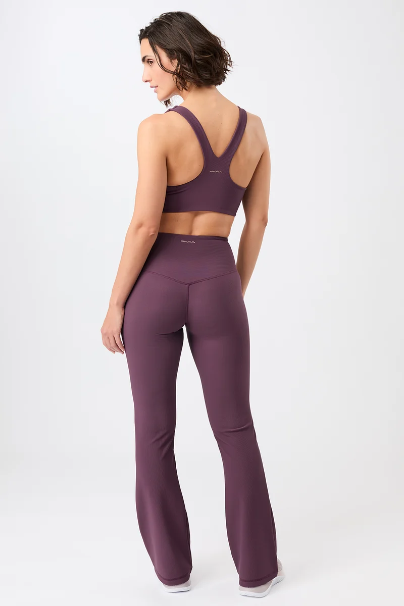 Flared & Ribbed Pants - Burgundy