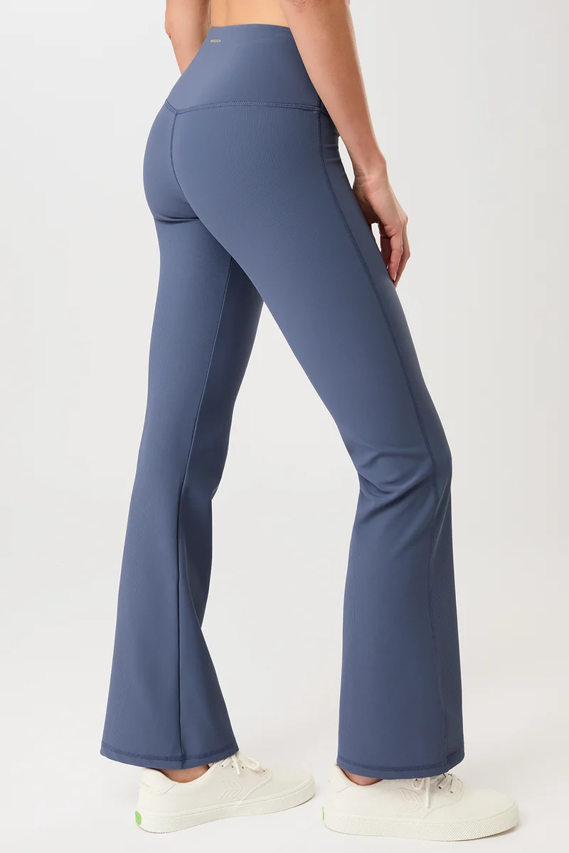 Flared & Ribbed Pants - Eclipse Blue