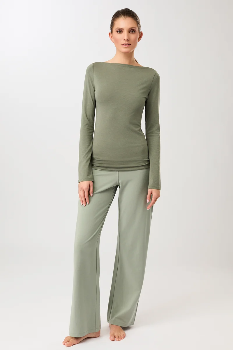 Wide Leg Pants - Mineral