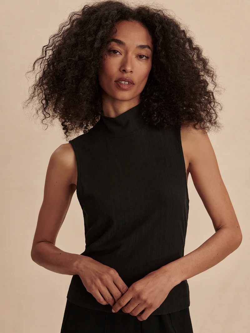 Modal Rib Mock Neck Fitted Tank