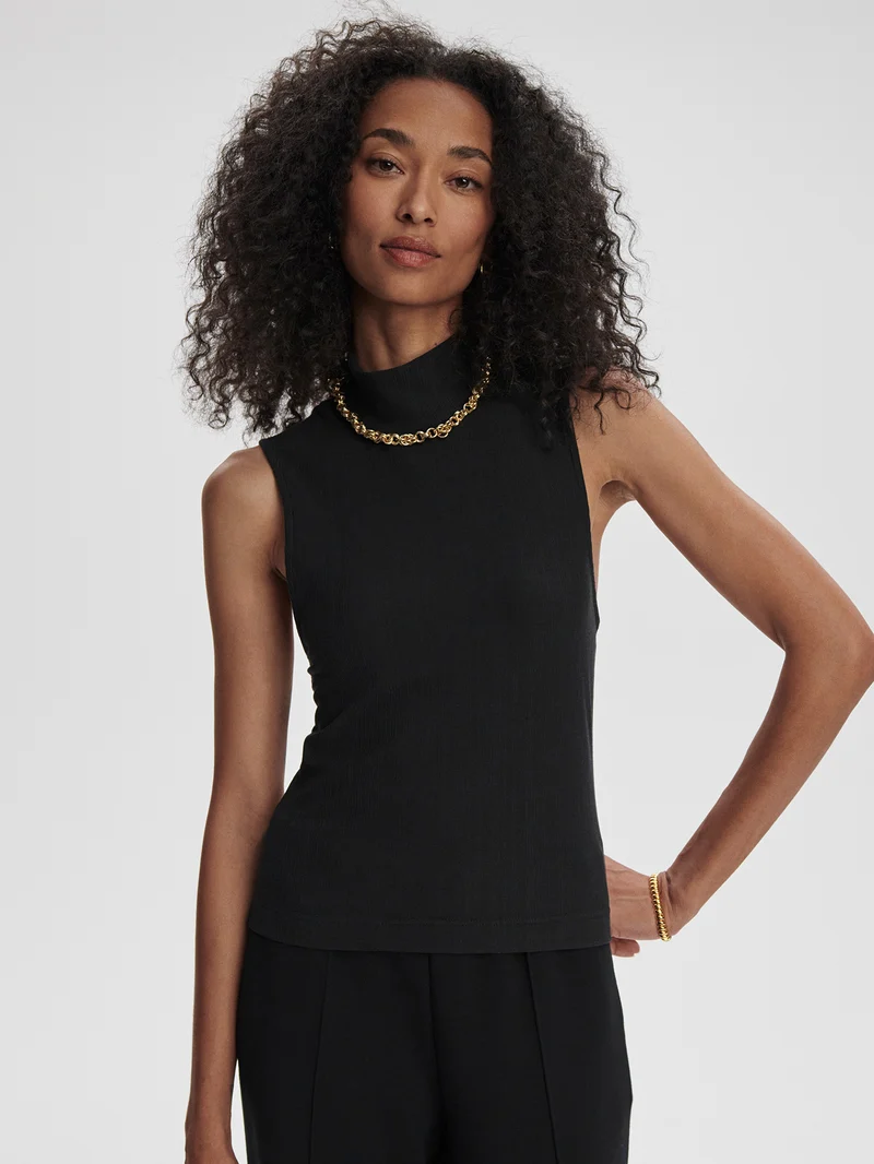 Modal Rib Mock Neck Fitted Tank