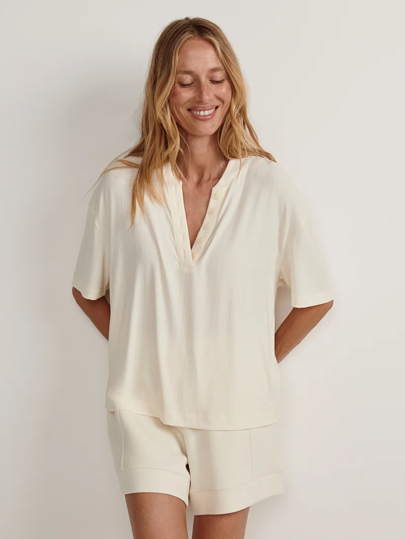 Kasey Mock Placket Rib Tee 2.0