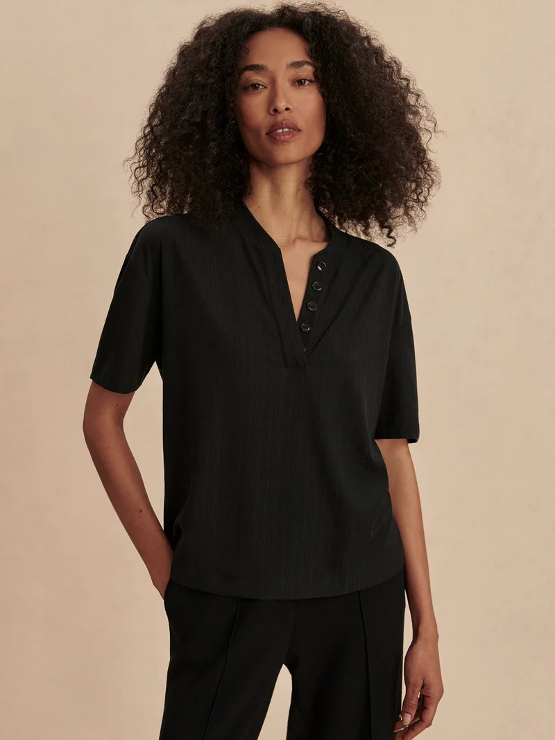 Kasey Mock Placket Rib Tee 2.0