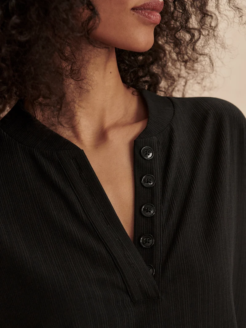 Kasey Mock Placket Rib Tee 2.0