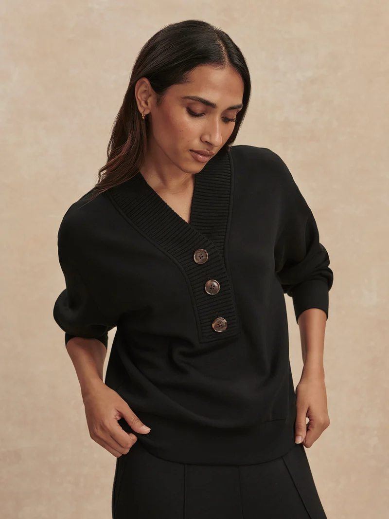 Lucine Button Front Sweat