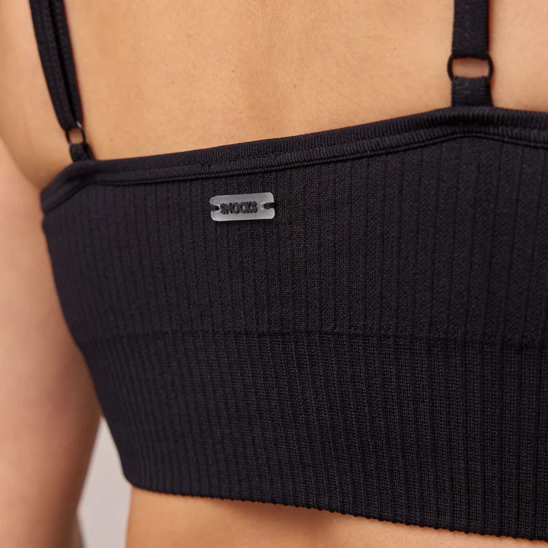 Gerippter Sport-BH | Schwarz