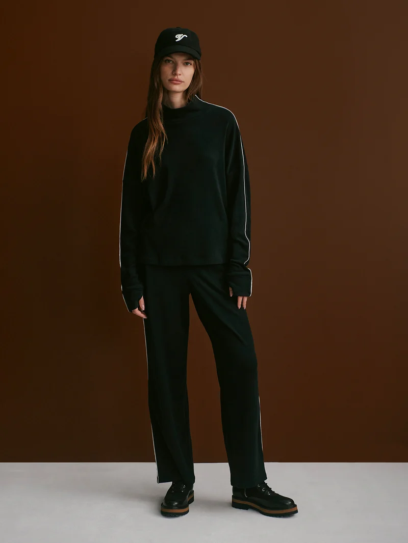 Brushed Rib Straight-Leg Pant 30