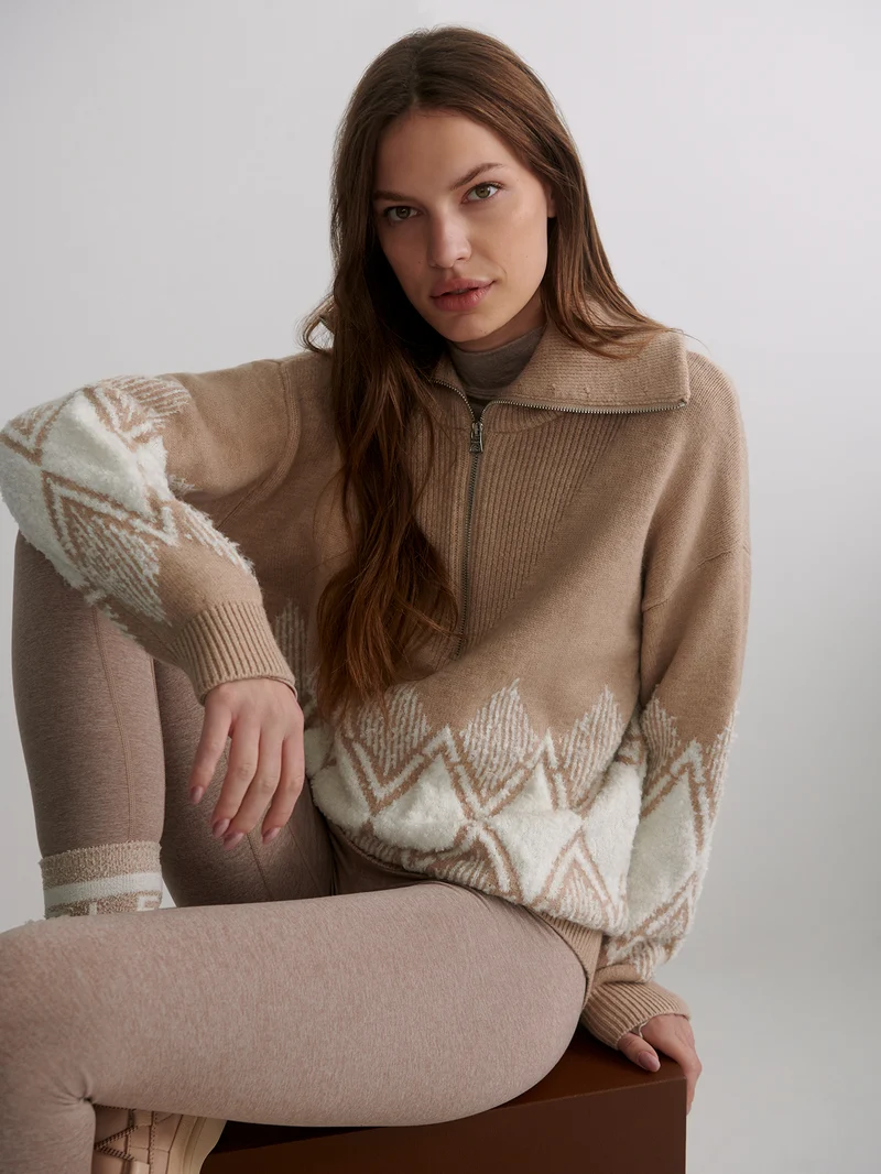 Betty Jacquard Half-Zip Knit