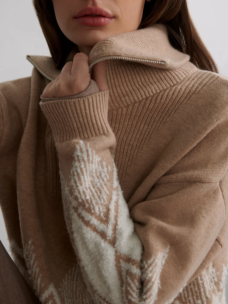 Betty Jacquard Half-Zip Knit