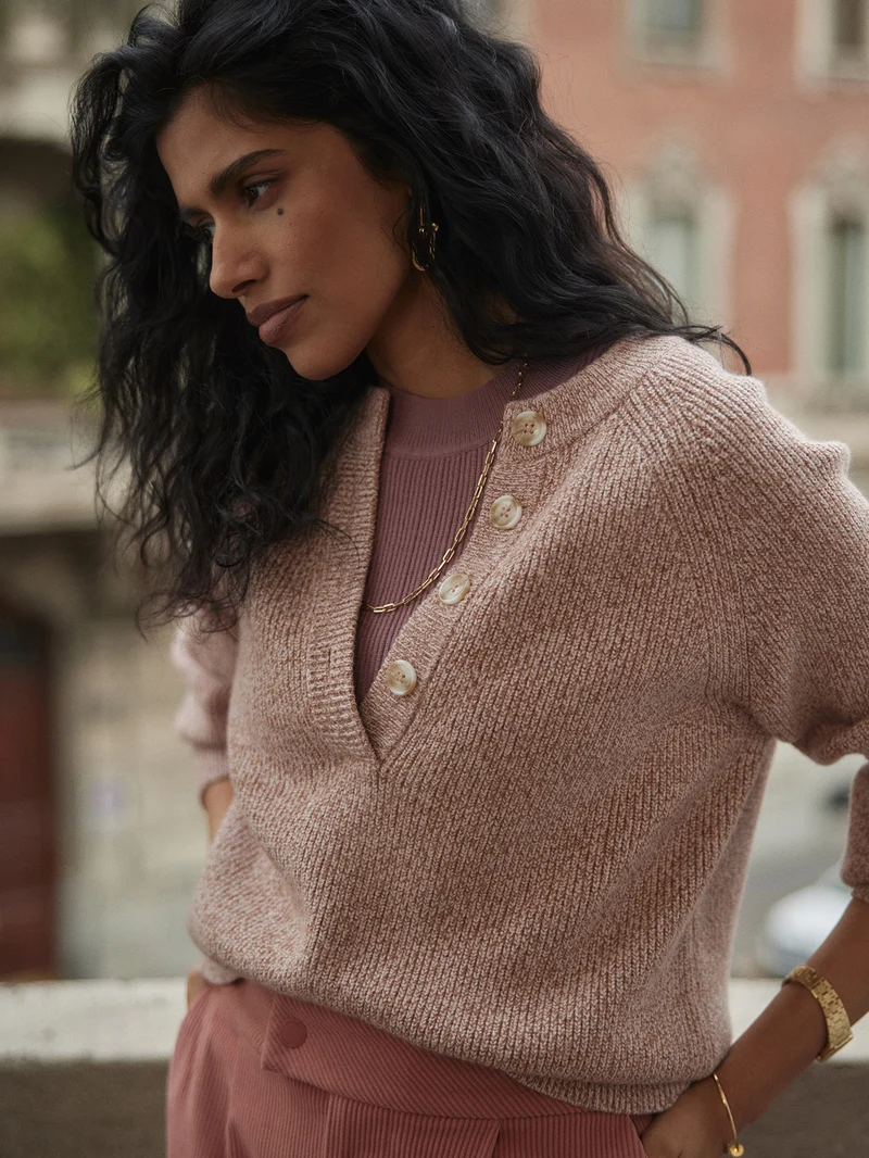 Kennings Mock Placket Knit