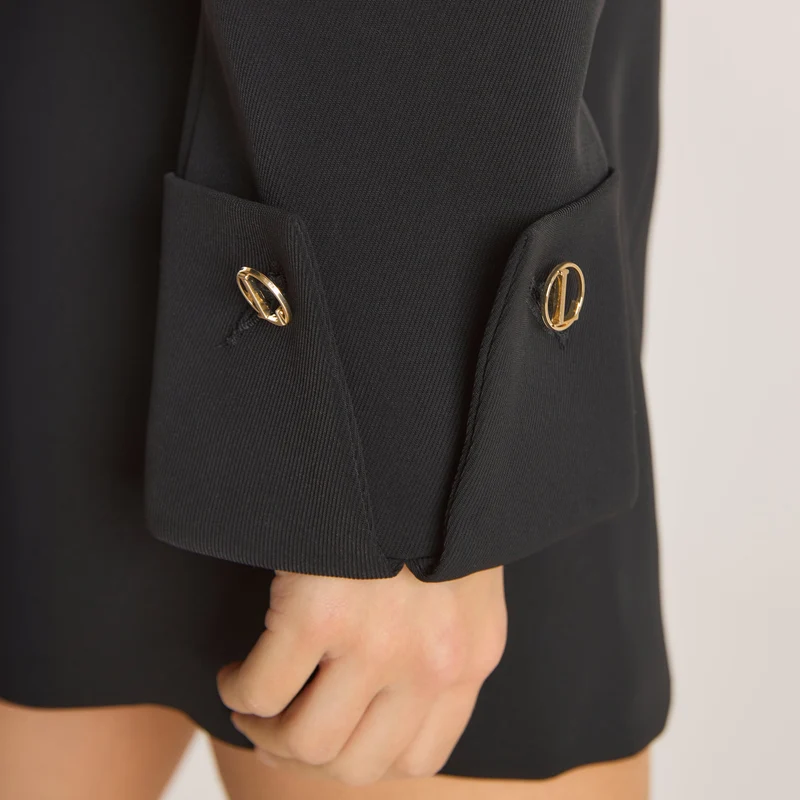Strukturierter Kleid - Schwarz