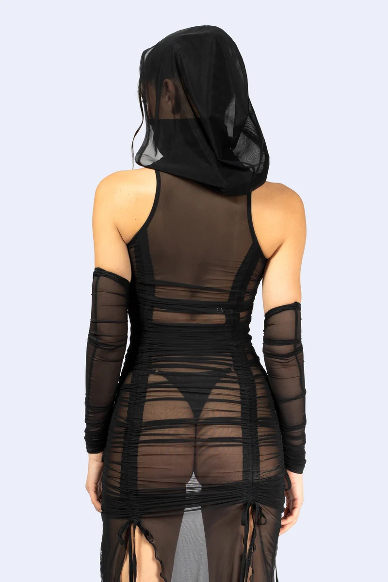 Message Received Ruched Dress and Hood