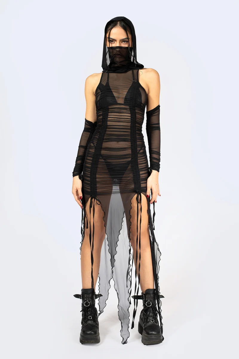 Message Received Ruched Dress and Hood