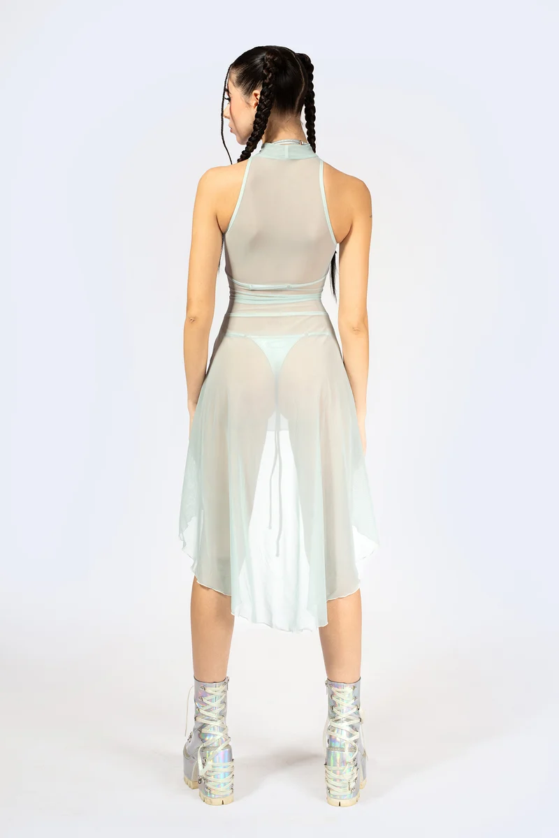 Double Take Lace Up Bodice Dress