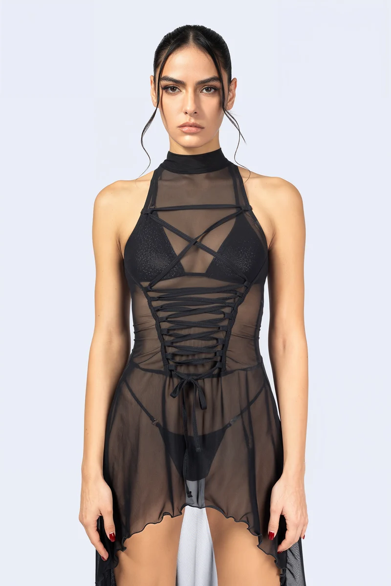 Message Received Lace Up Bodice Dress