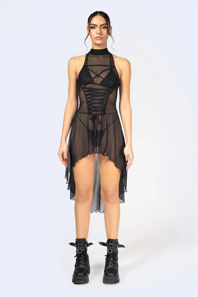 Message Received Lace Up Bodice Dress
