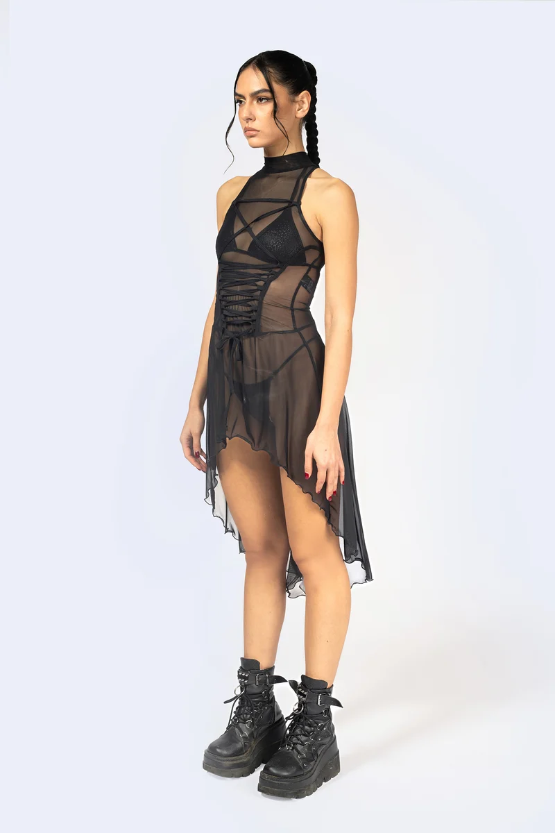 Message Received Lace Up Bodice Dress