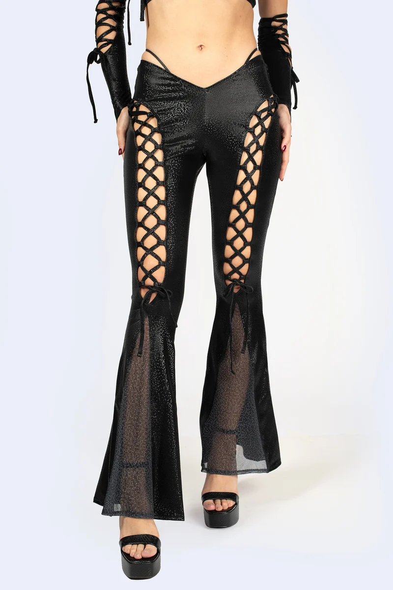 Bite Back Lace Up Halter Top and Pants Set
