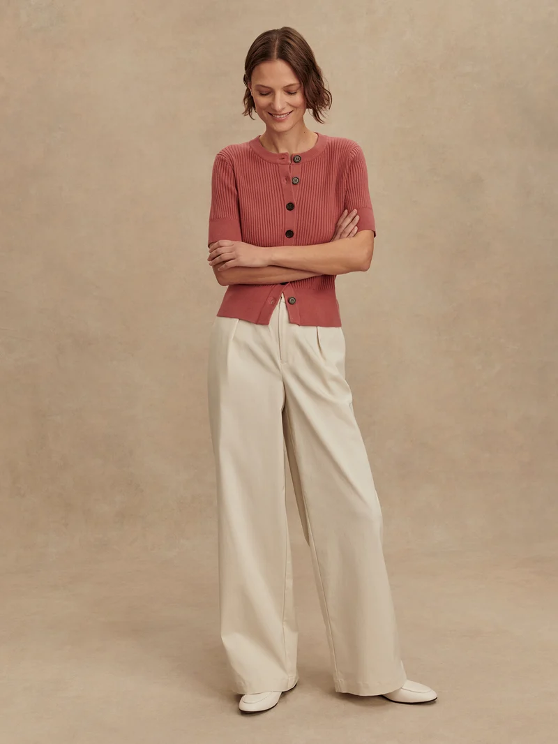 Mid Weight Stretch Wide Leg Trouser Long