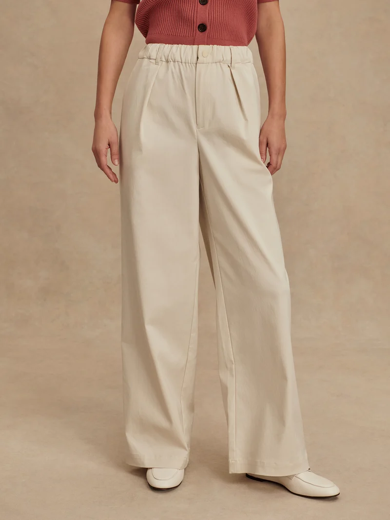 Mid Weight Stretch Wide Leg Trouser Long