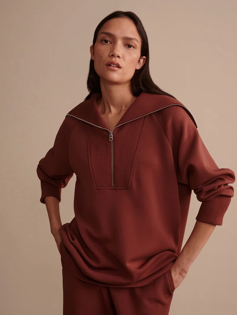Xina Half-Zip Longline Sweat