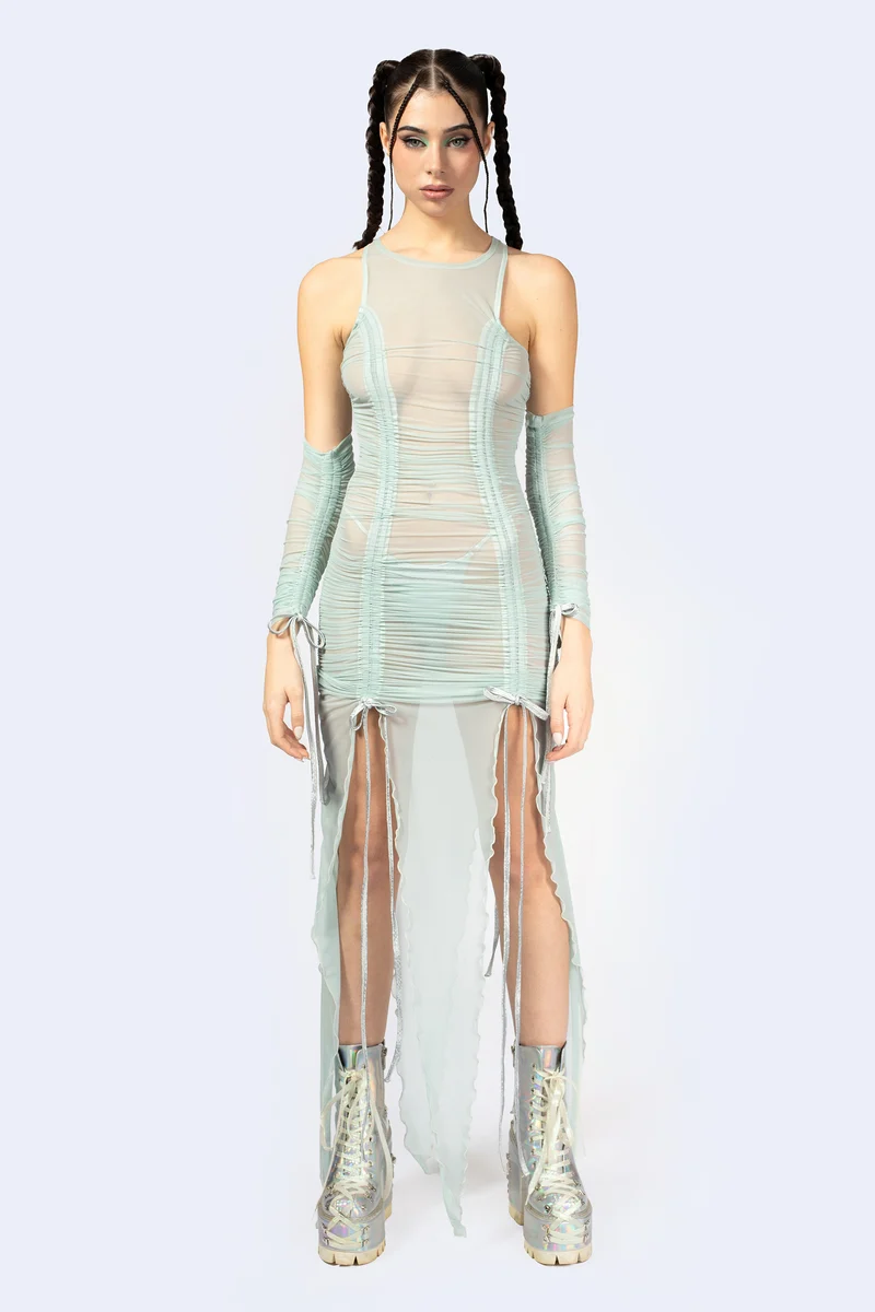 Double Take Ruched Dress and Hood