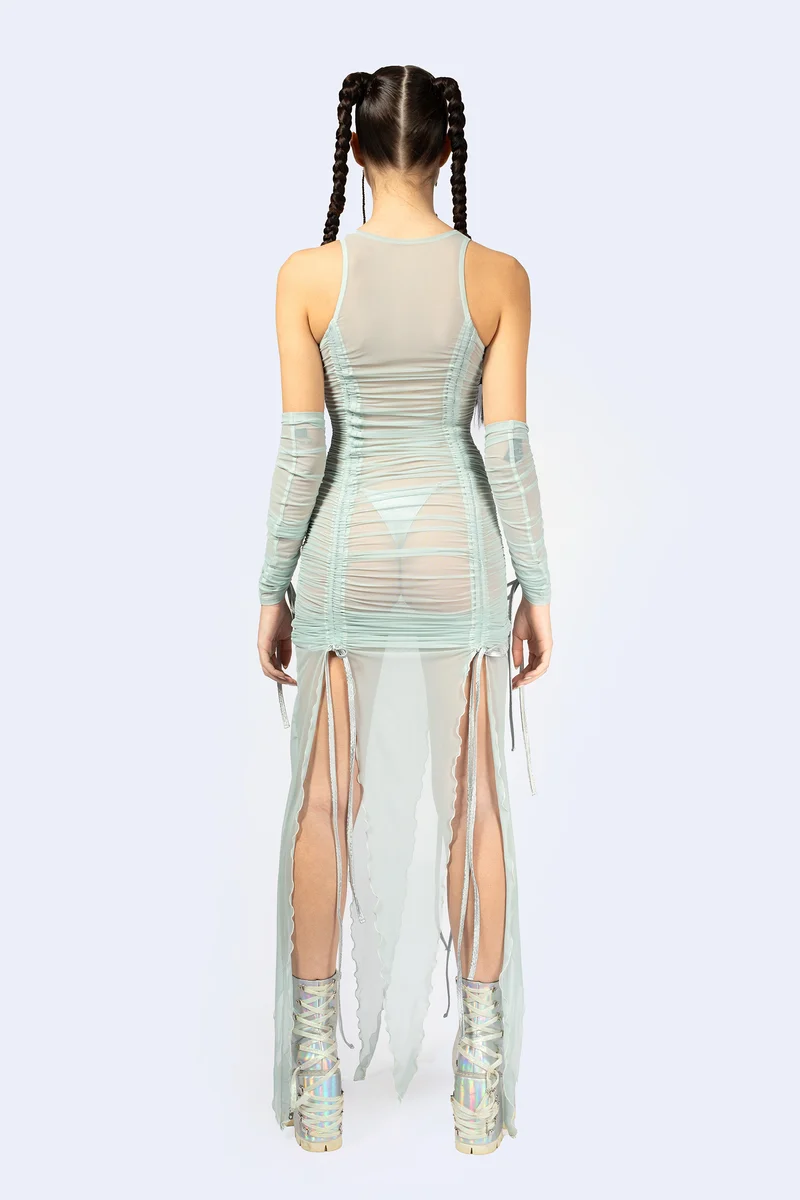 Double Take Ruched Dress and Hood