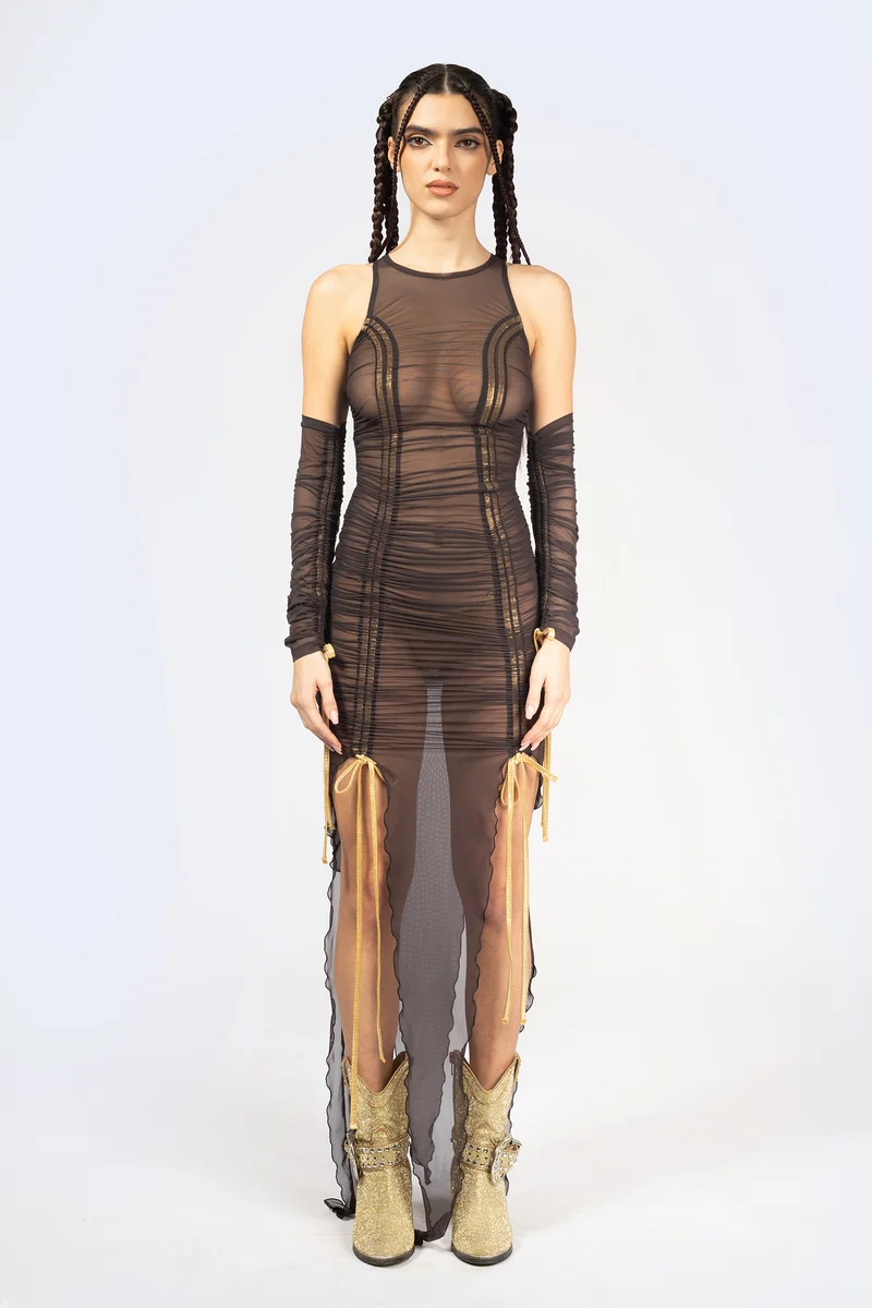 Sweet Afterburn Ruched Dress and Hood