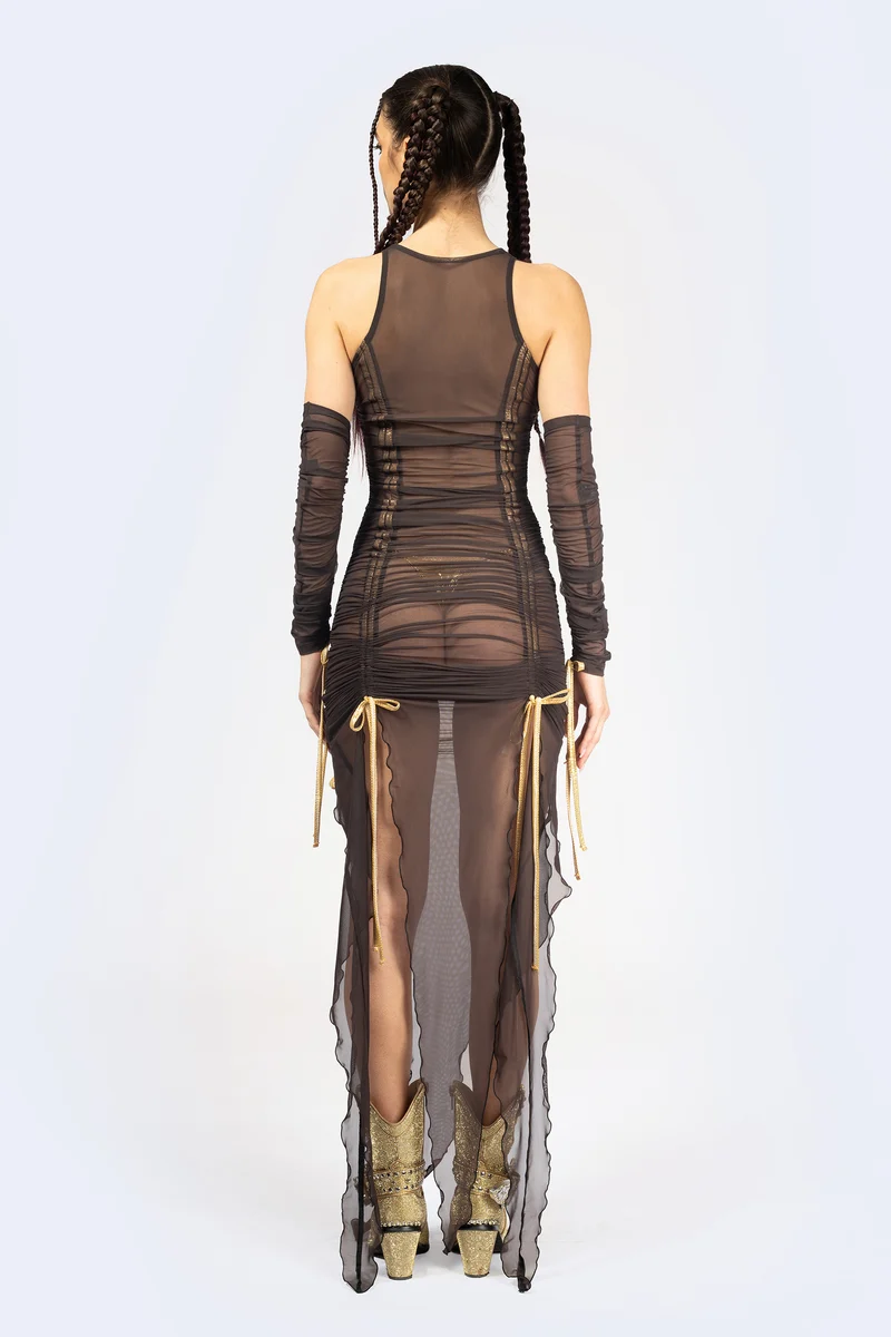 Sweet Afterburn Ruched Dress and Hood
