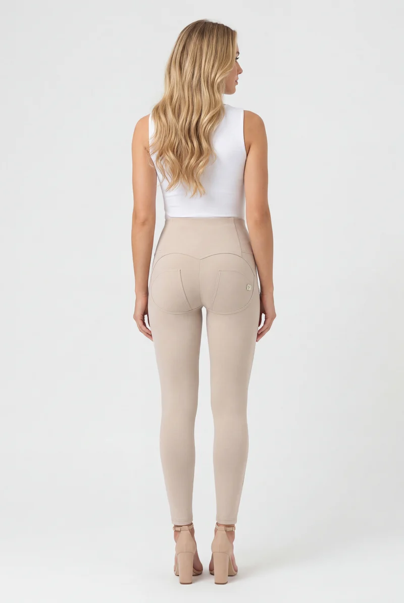 WR.UP Push-Up Button High Waist Skinny Pants - Moonbeam Beige