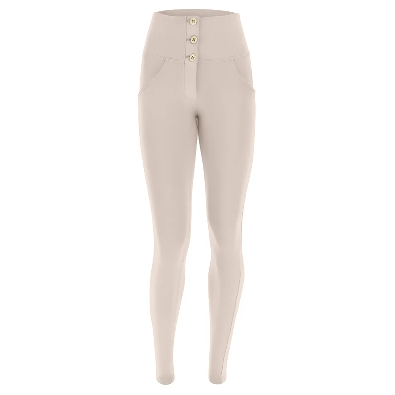 WR.UP Push-Up Button High Waist Skinny Pants - Moonbeam Beige