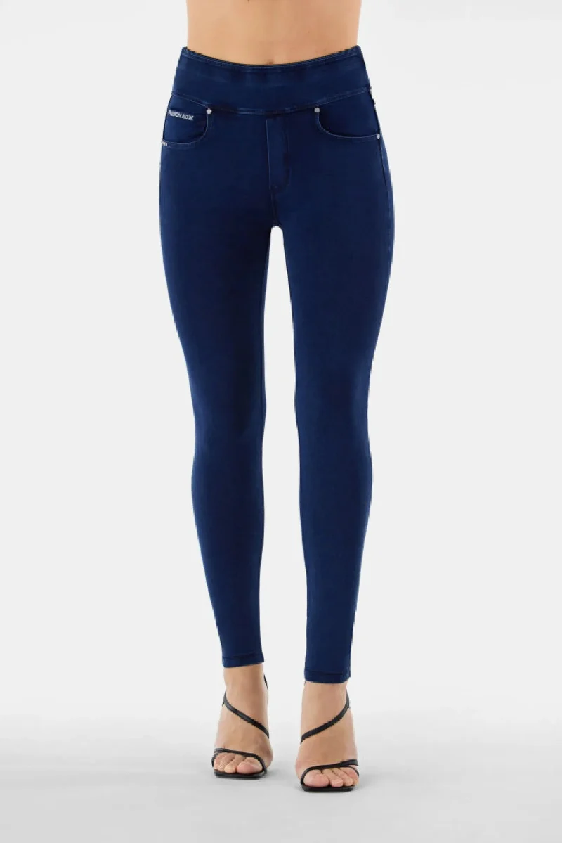N.O.W. Yoga Mid Waist Skinny Denim Jeans - Denim Dark Blue - Blue Seam